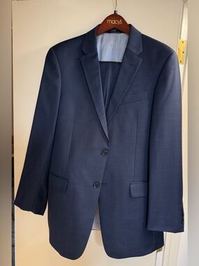 Tommy Hilfiger Men's Navy Blue WoolTwo-Button Suit